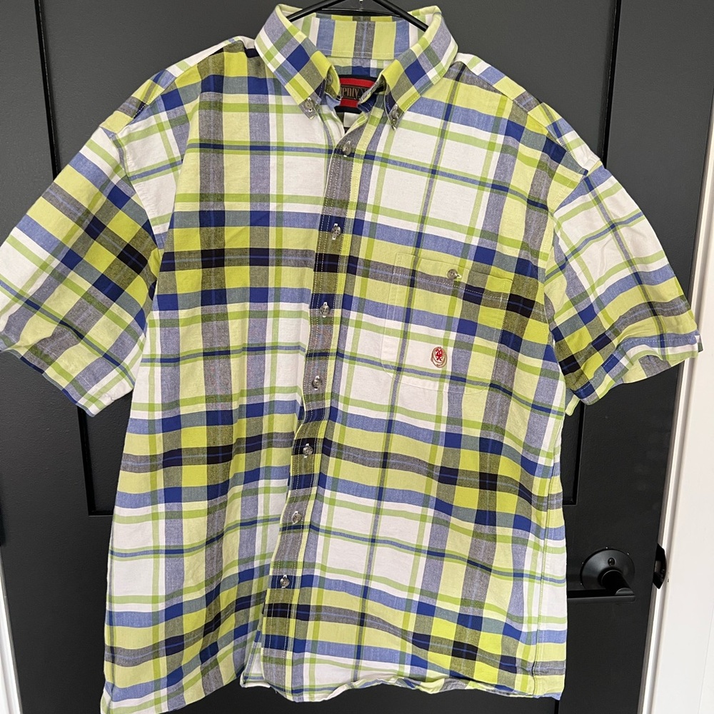 Plaid Twenty X Short Sleeve Button Down Cotton Shirt